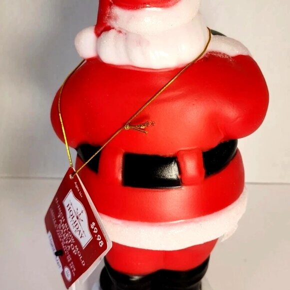 11" Blow Mold Santa Light Up Tabletop Glitter base 3A batteries "Christmas Time - Picture 2 of 3